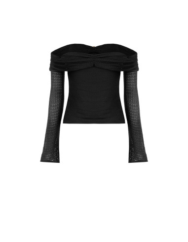 Pull au crochet ajouré, avec encolure en cœur et détail doré « Rinascimento »