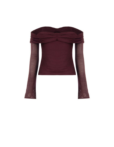Pull au crochet ajouré, avec encolure en cœur et détail doré « Rinascimento »