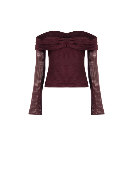 Maglia Crochet Traforato Con Scollo A Cuore E Dettaglio Gold Rinascimento
