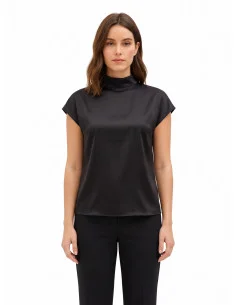 Blouse ample à col roulé en satin « Rinascimento »