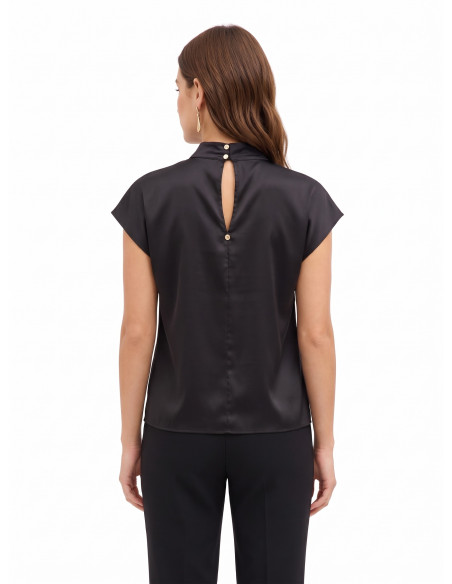 Blouse ample à col roulé en satin « Rinascimento »
