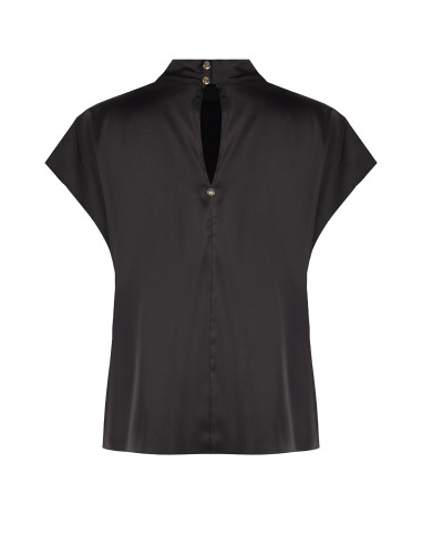 Loose-fitting Rinascimento Satin Turtleneck Blouse