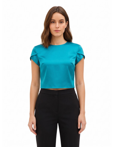 Rinascimento Structured Satin Crop Top