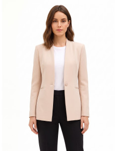 Fitted Scuba Crepe Blazer Jacket with Matching Button by Rinascimento