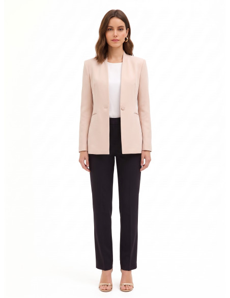 Fitted Scuba Crepe Blazer Jacket with Matching Button by Rinascimento