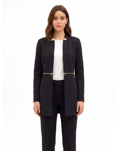 Cappotto Due In Uno Medio E Crop In Neoprene Con Zip In Vita Rinascimento