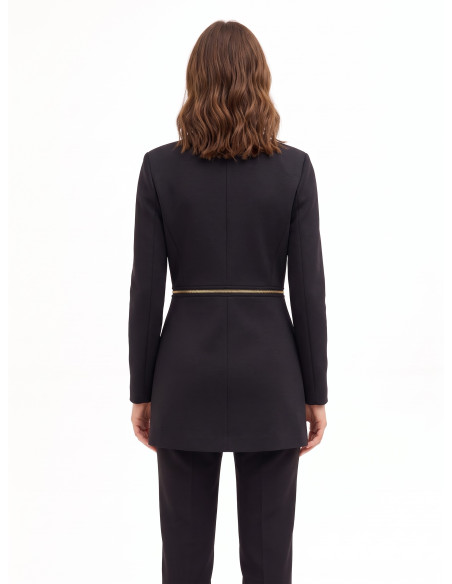 Rinascimento Two-in-One Medium and Crop Neoprene Coat with Zip at the Waist