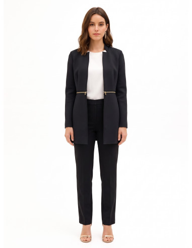 Rinascimento Two-in-One Medium and Crop Neoprene Coat with Zip at the Waist