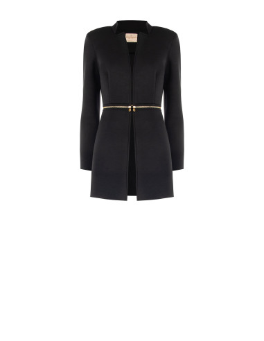Rinascimento Two-in-One Medium and Crop Neoprene Coat with Zip at the Waist