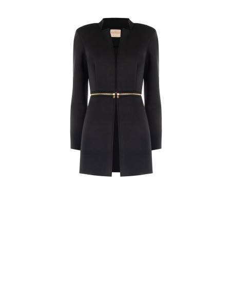 Rinascimento Two-in-One Medium and Crop Neoprene Coat with Zip at the Waist