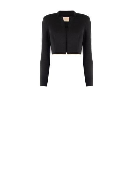 Cappotto Due In Uno Medio E Crop In Neoprene Con Zip In Vita Rinascimento
