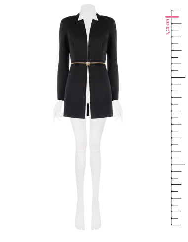 Rinascimento Two-in-One Medium and Crop Neoprene Coat with Zip at the Waist
