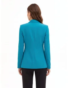 Veste blazer cintrée en tissu Cadi, avec encolure et drapé en georgette « Rinascimento » 2