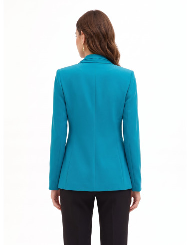 Giacca Blazer Sfiancata In Tessuto Cadi Con Scollo E Drappeggio In Georgette Rinascimento