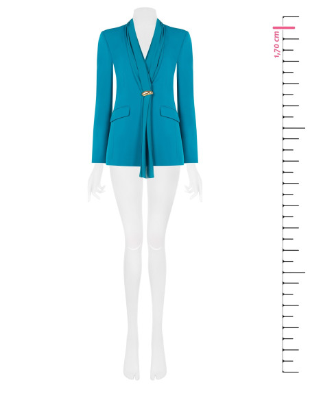 Veste blazer cintrée en tissu Cadi, avec encolure et drapé en georgette « Rinascimento »