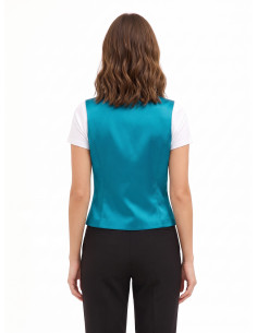Rinascimento-Style Fitted Satin Waistcoat Without Lapels 2