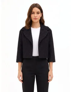 Crop Spencer Jacket in Structured Rinascimento Macramé Fabric