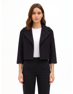 Giacca Spencer Crop In Tessuto Strutturato Macrame Rinascimento