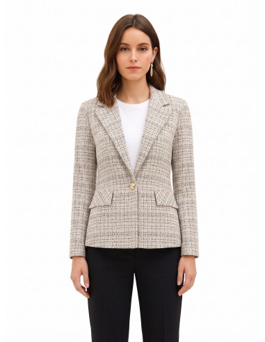 Giacca Blazer In Tweed Con Bottone Logo Rinascimento