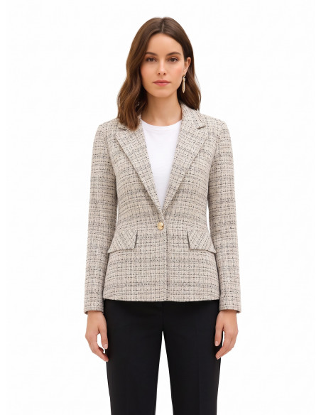 Tweed Blazer Jacket with Rinascimento Logo Button