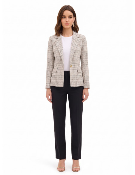 Giacca Blazer In Tweed Con Bottone Logo Rinascimento