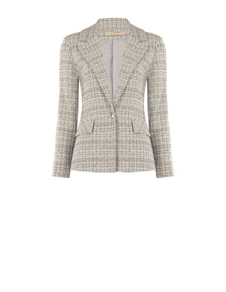 Giacca Blazer In Tweed Con Bottone Logo Rinascimento