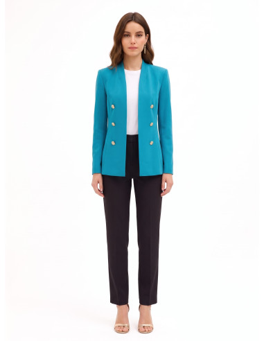 Long, open-front blazer in ‘Punto Milano Rinascimento’ fabric
