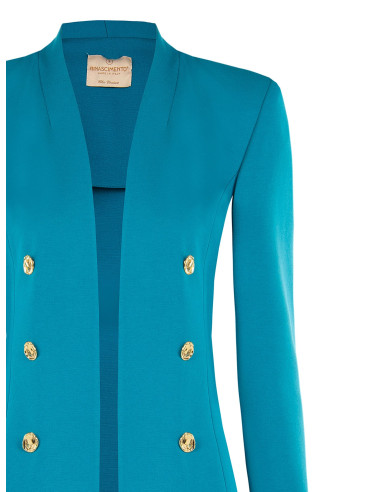 Long, open-front blazer in ‘Punto Milano Rinascimento’ fabric