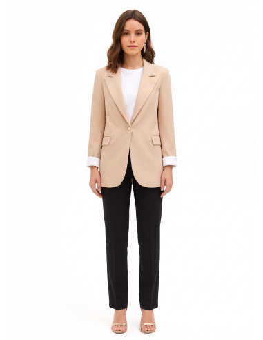 Cotton-Blend Blazer Jacket with Lapels by Rinascimento
