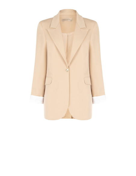 Cotton-Blend Blazer Jacket with Lapels by Rinascimento