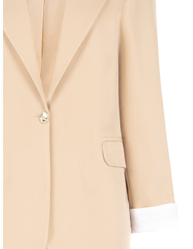 Cotton-Blend Blazer Jacket with Lapels by Rinascimento