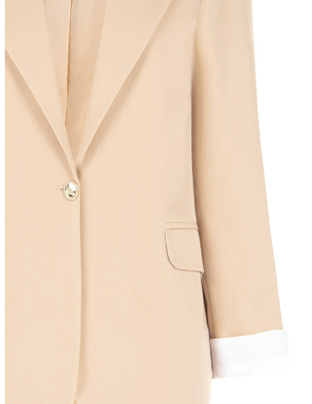 Cotton-Blend Blazer Jacket with Lapels by Rinascimento