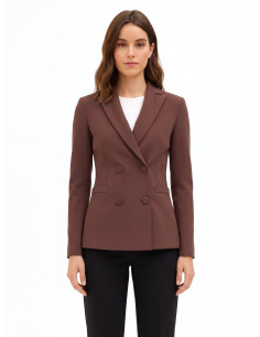Veste blazer cintrée en crêpe scuba avec boutons assortis « Rinascimento »