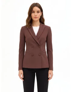 Veste blazer cintrée en crêpe scuba avec boutons assortis « Rinascimento »