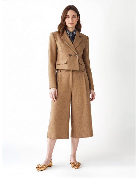 Veste blazer courte en twill mélangé laine « Rinascimento »