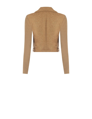 Giacca Blazer Crop In Twill Misto Lana Rinascimento