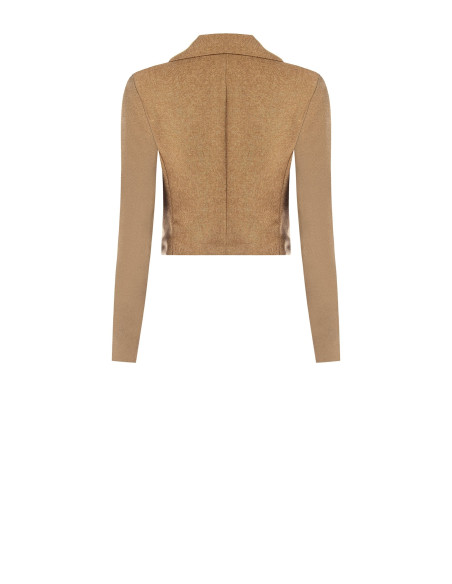 Giacca Blazer Crop In Twill Misto Lana Rinascimento