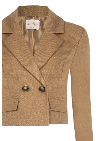 Veste blazer courte en twill mélangé laine « Rinascimento »