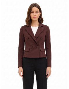 Veste blazer courte cintrée en crêpe scuba « Rinascimento »