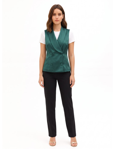 Long, Fitted Satin Waist-Defining Waistcoat by Rinascimento