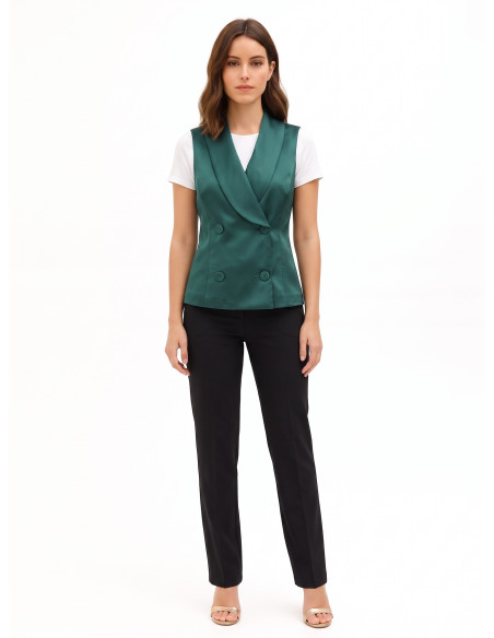 Gilet long cintré en satin « Rinascimento »