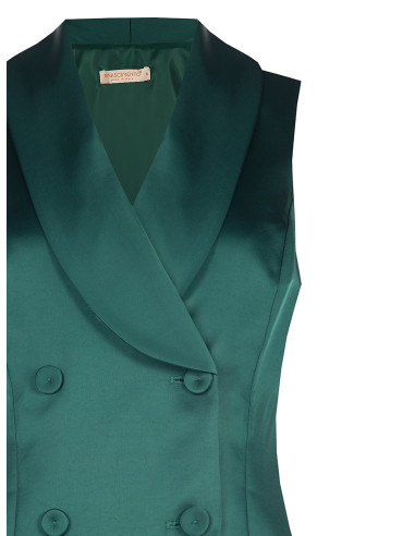 Long, Fitted Satin Waist-Defining Waistcoat by Rinascimento