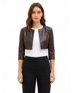 Rinascimento Paisley-Patterned Embossed Faux Leather Bolero Shawl