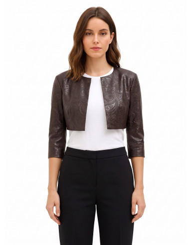Rinascimento Paisley-Patterned Embossed Faux Leather Bolero Shawl