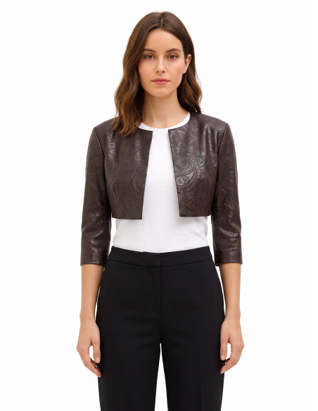 Bolero Coprispalle In Similpelle Goffrata Con Motivo Paisley Rinascimento