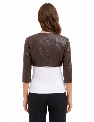 Boléro en simili-cuir gaufré avec motif Paisley Rinascimento