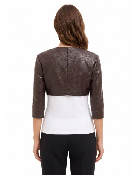 Bolero Coprispalle In Similpelle Goffrata Con Motivo Paisley Rinascimento