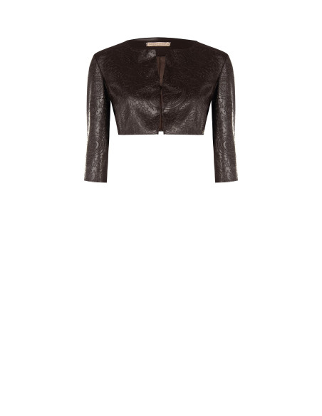 Rinascimento Paisley-Patterned Embossed Faux Leather Bolero Shawl