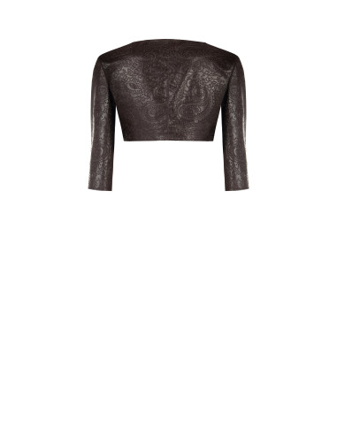 Rinascimento Paisley-Patterned Embossed Faux Leather Bolero Shawl