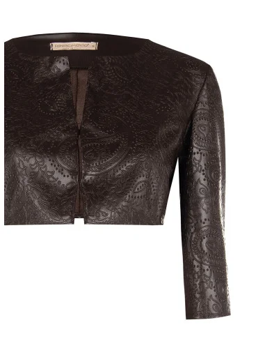 Rinascimento Paisley-Patterned Embossed Faux Leather Bolero Shawl